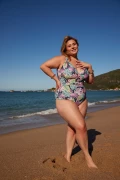 Maiô Plus Size com cinto e nó nas alças